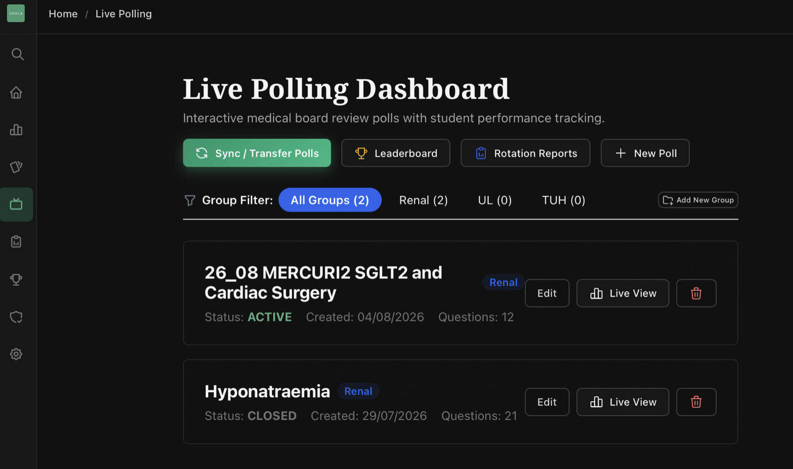 Live polling dashboard