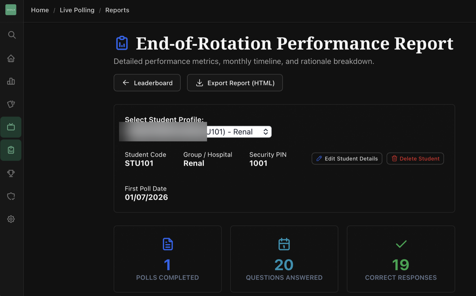 End-of-rotation performance report